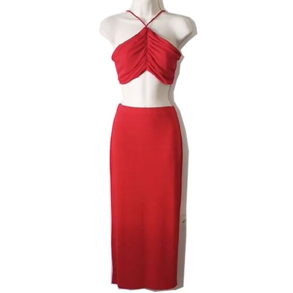 2 PC Set Runaway The Label On Demand Top Skirt S/M Red - Picture 2 of 8